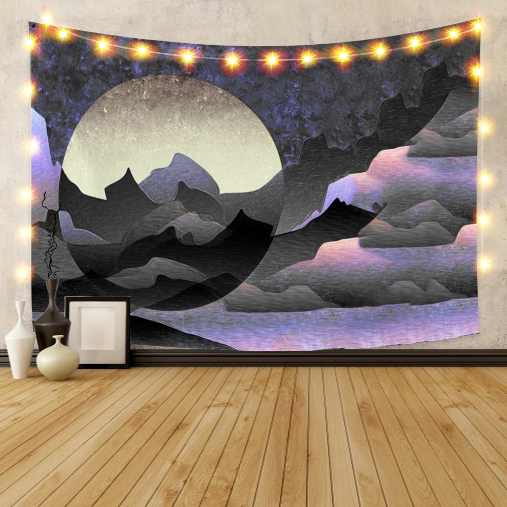Cassisy Fashion Tapestry Japan Kanagawa Waves Printed Ink Landscape Mountain Wall Hangings Celestial Beach Towel Room Decor | Дом и сад
