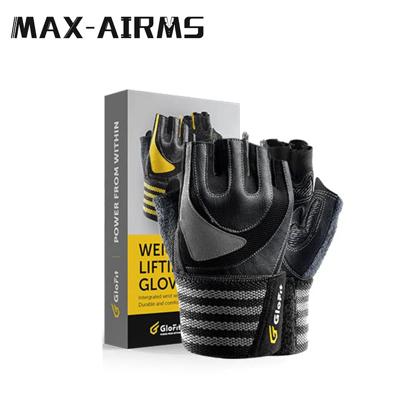 Maxairms/1 пара спортивных перчаток для тренажерного зала, дышащие перчатки для тяжелой атлетики, фитнеса, гантели для тяжелой атлетики, перчатки для тренажерного зала - Цвет: Светло-серый