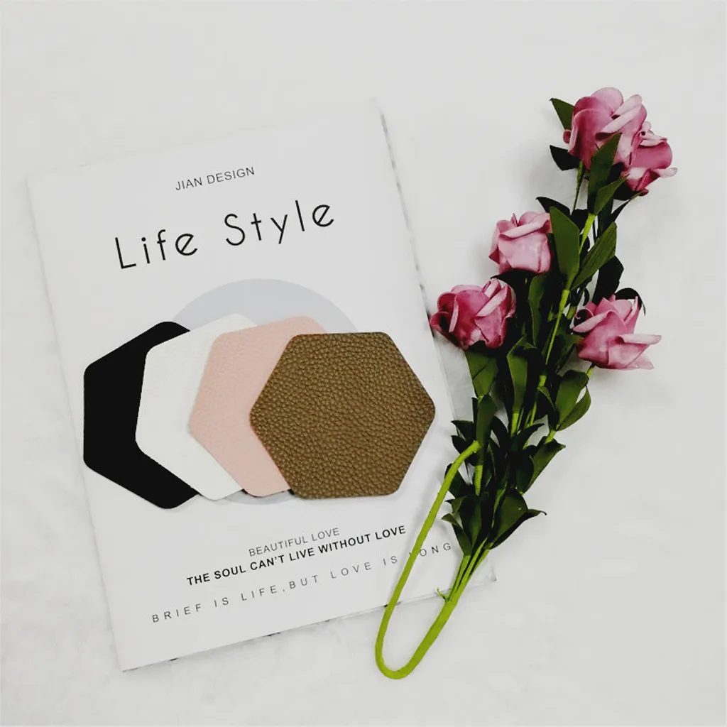 Модный креативный коврик из искусственной кожи с мраморным подстаканником для