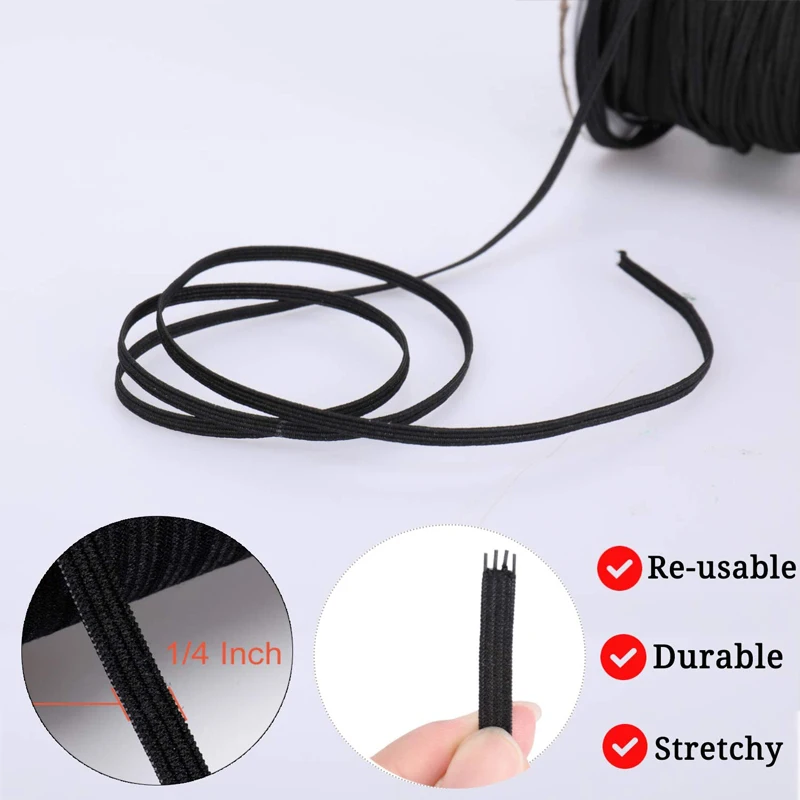 Эластичная лента для шитья 3/6 мм эластичная маски черная белая нить стрейч