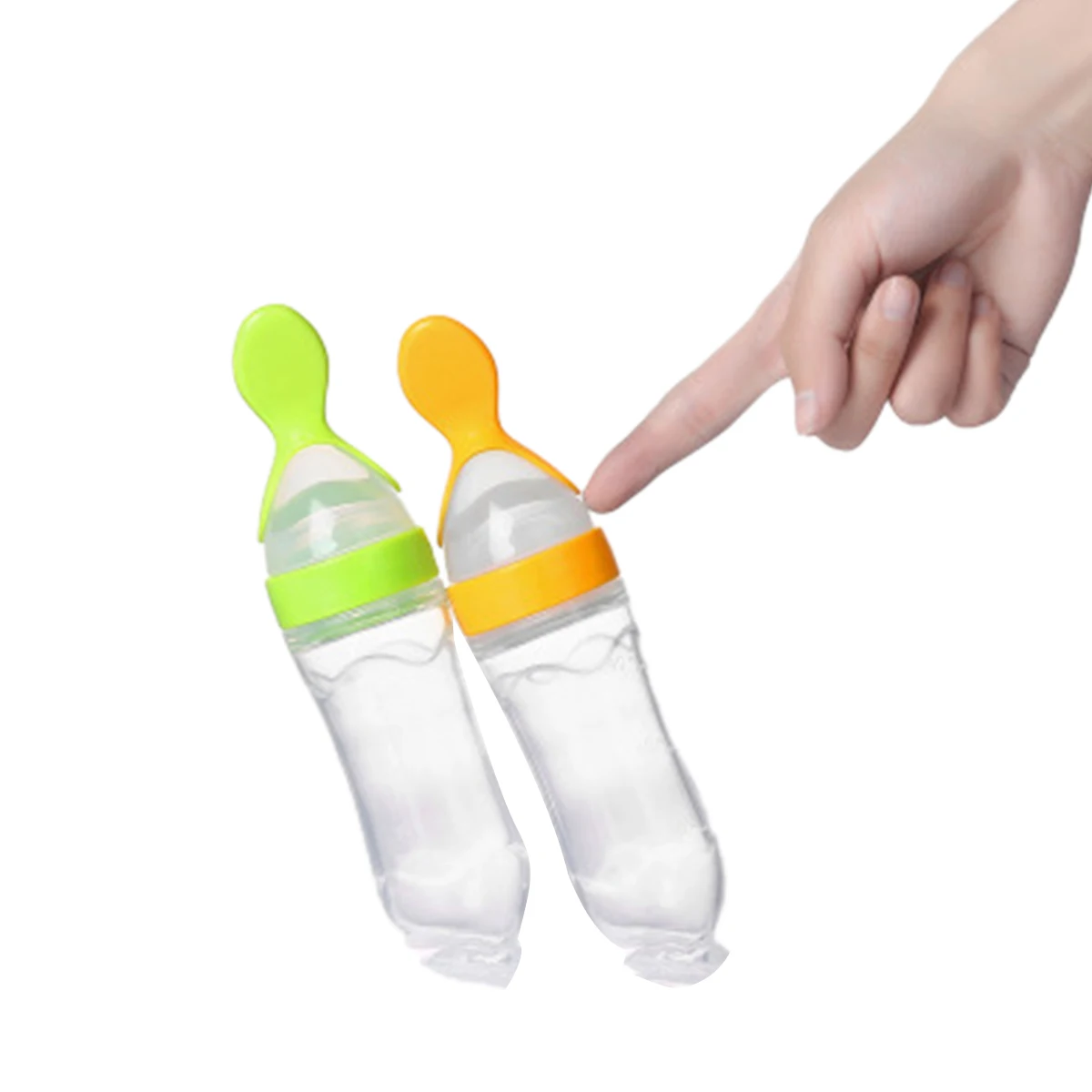 

Silicone Feeding Spoon with Suction Cup for Newborn Baby Leak-proof Squeeze Feeder Semi-liquid Food Dispensing Spoon