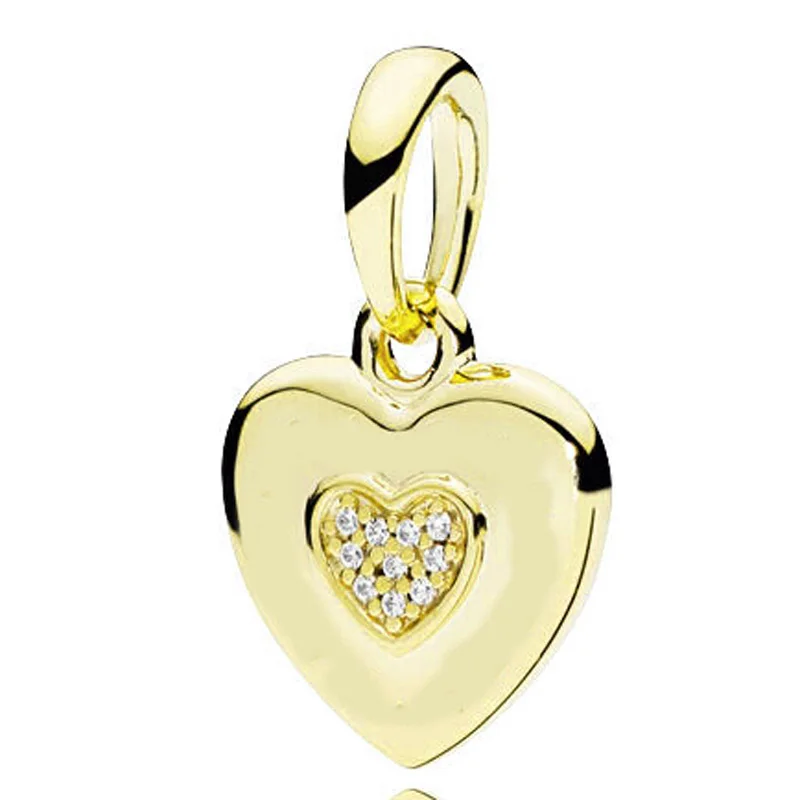 

Original Shine Signature Love Heart With Crystal Pendant Beads Fit 925 Sterling Silver Bead Charm Bracelet DIY Jewelry