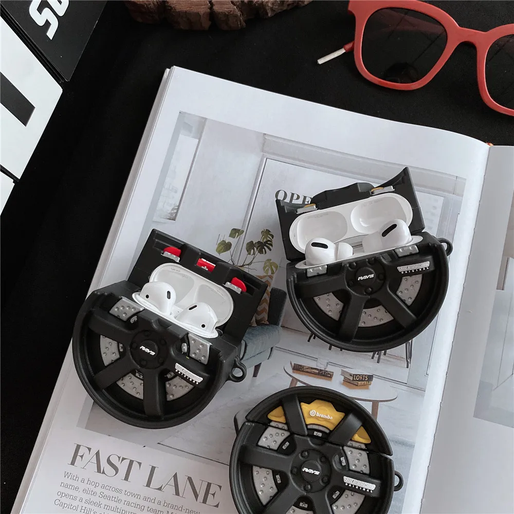 Роскошный чехол для беспроводных наушников Supercar tyre Airpods 1 2 Pro box 3D силиконовый |