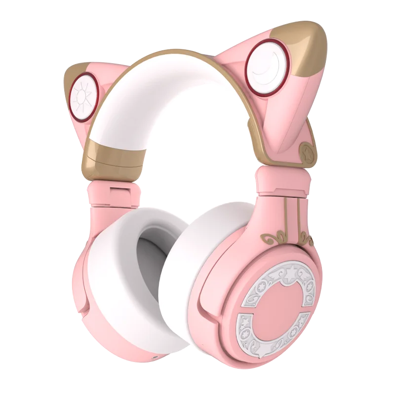 저렴한 Cy Cat Ears 헤드폰 헤드 장착형 소음 감소 Bluetooth 무선 (이어폰 포함) Cardcaptor Sakura Headphones