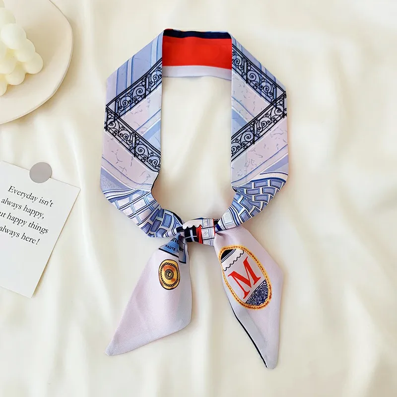 

Spring and Autumn Scarf Women's Korean-Style All-Match Thin Narrow Strip Scarf Ribbon Bag Decoration Ribbon Headband Tide