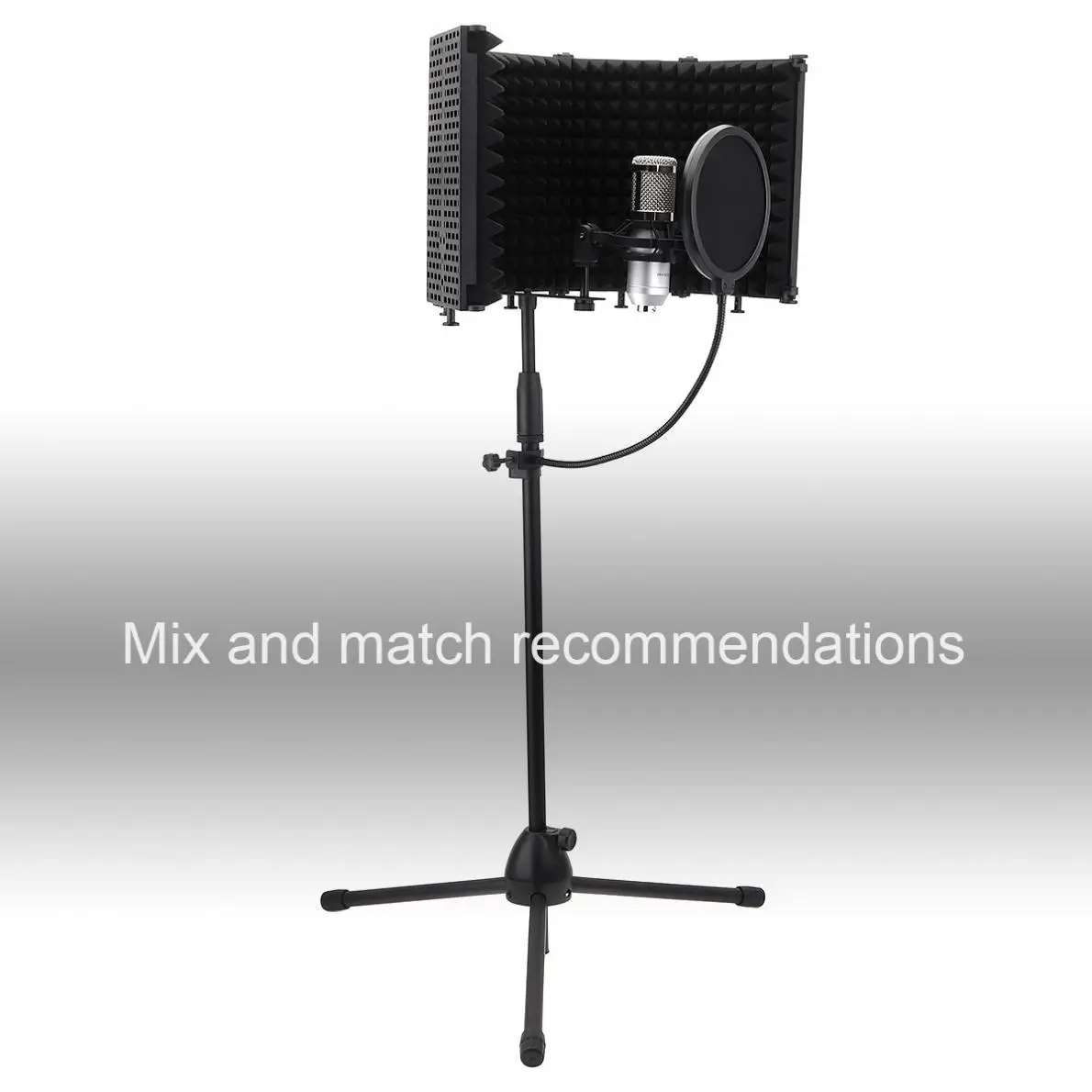 Металлический микрофон изоляции Щит 5-Панель ветер Экран складной 3/8 &quotи 5/8&quot