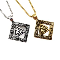 new arrival vintage gold color 316 stainless steel necklace pendant decorative triangular pendant charm necklace men