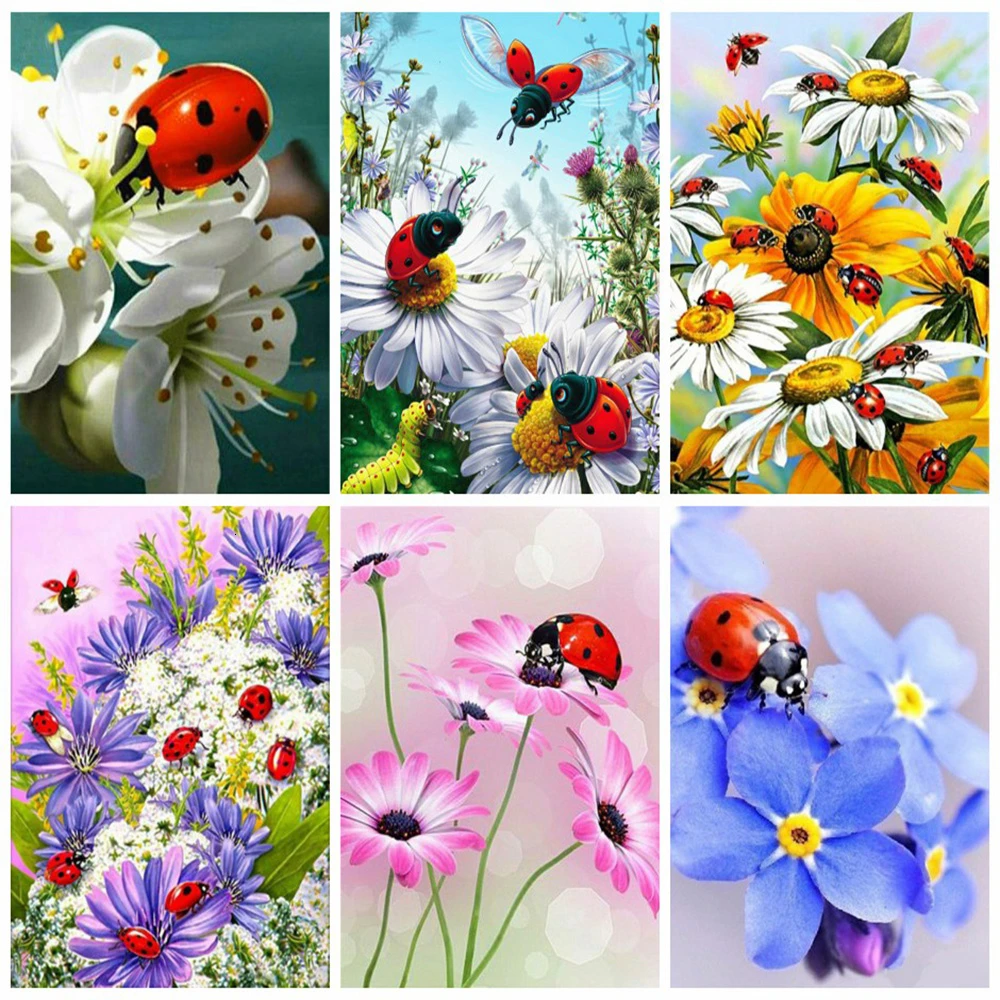 

KAMY YI пейзаж Божья коровка цветы алмазная живопись вышивка крестиком 5D Diy вышивка искусство Мозаика Европейский Декор для дома