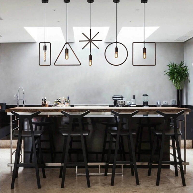 Ретро подвесной светильник винтажная металлическая Геометрическая графическая