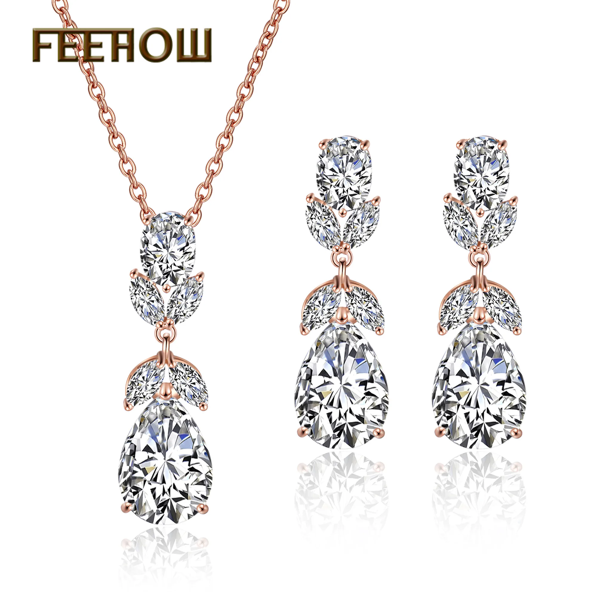 Женские серьги-подвески FEEHOW романтические серьги с кубическим цирконием в виде