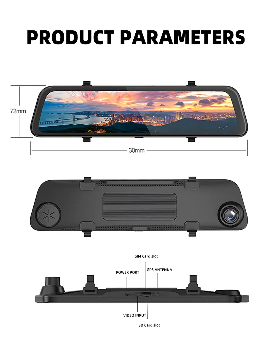 Anstar 11.66&quot 4G Rearview Mirror 2+32GB Android 8.1 Car DVR Video Recorder ADAS GPS Auto Registrar Dash Cam | Автомобили и