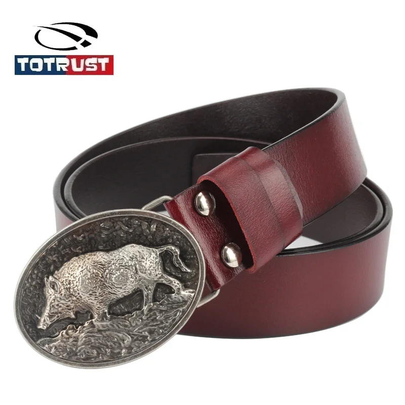 

TOTRUST Buckle Metal Belt Casual For Men 2020 Strap Waist Belt Male Second Layer Cow Skin Top Quality Retro Punk Belt For Jean