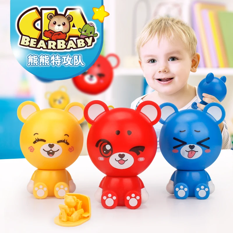 Мини-пластиковый медведь Детская модель карманная игрушка трансформация для