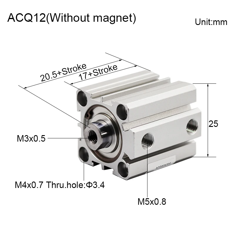 ACQ12 ACQ16 Ход поршня 5-50 мм Маленькие тонкие поршневые компактные пневматические