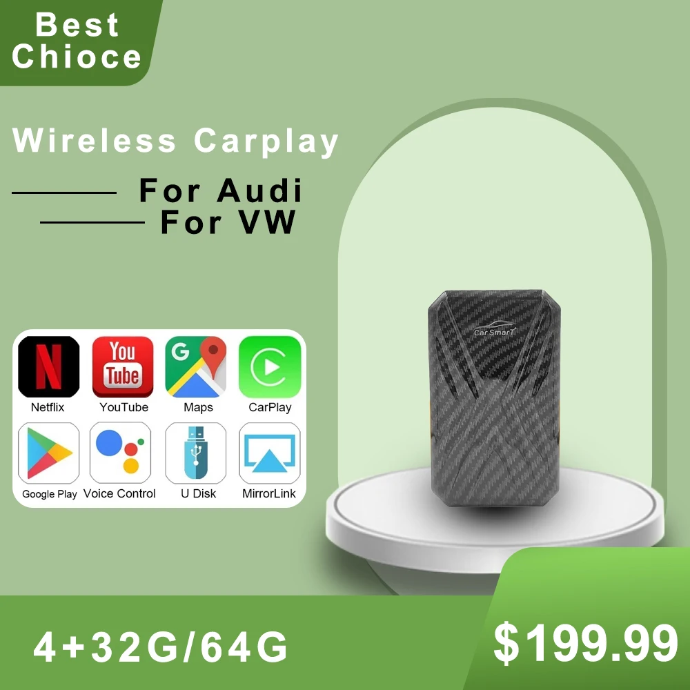 

Автомобильный мультимедийный приставка Carplay Ai Box, новая версия, 4 + 32 ГБ, беспроводная зеркальная связь, для Apple Carplay, Android, Tv Box