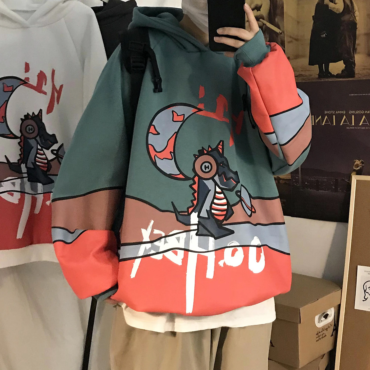 

Men's autumn and winter hooded loose bf lazy wind top Hong Kong wind ins fashion coat