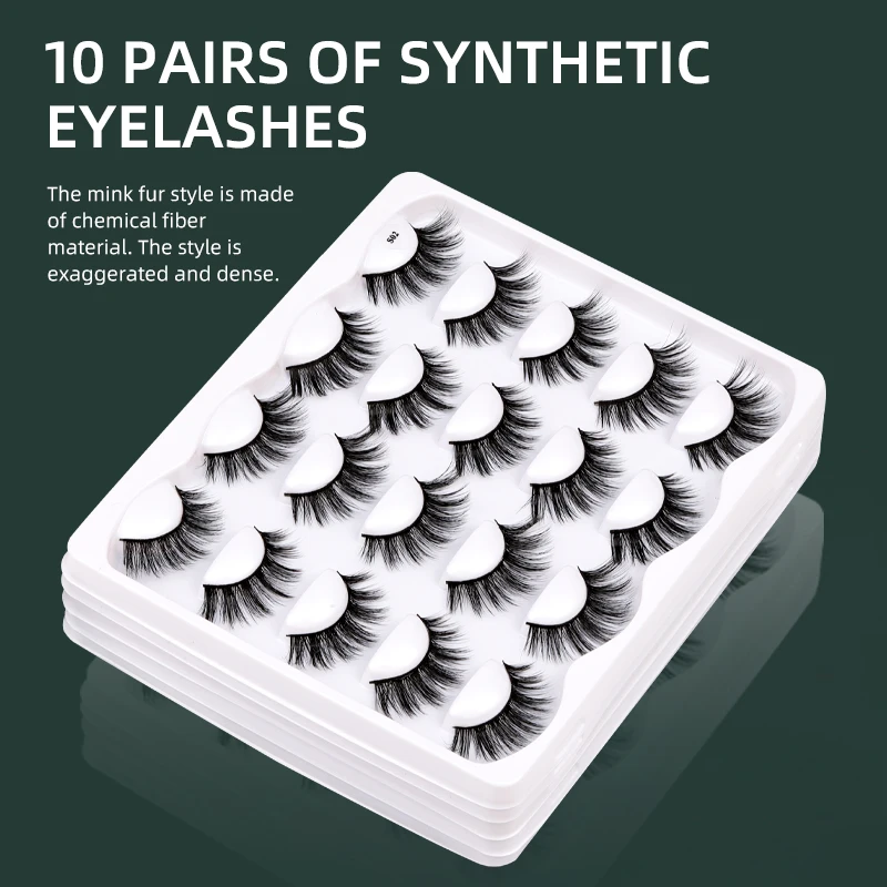 

Natural Fake Eyelashes 10 Pairs Set Wholesale Handmade Free Cruelty Makeup Lashes Super Light Cosmetic Eyelashes