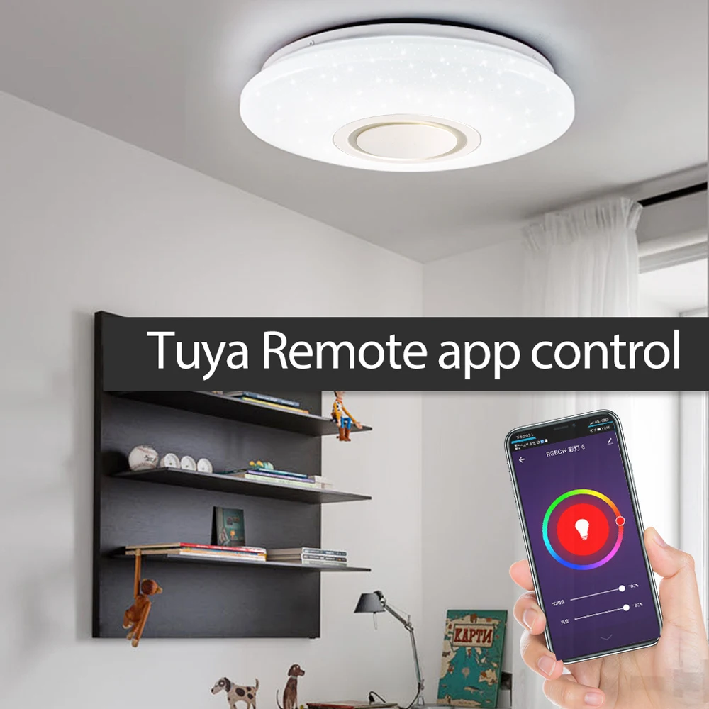 

Tuya WI-FI 360 мм интеллигентая (ый) BT Музыка светильник светодиодный светильник потолочный светильник s мобильный телефон Управление голос Управ...