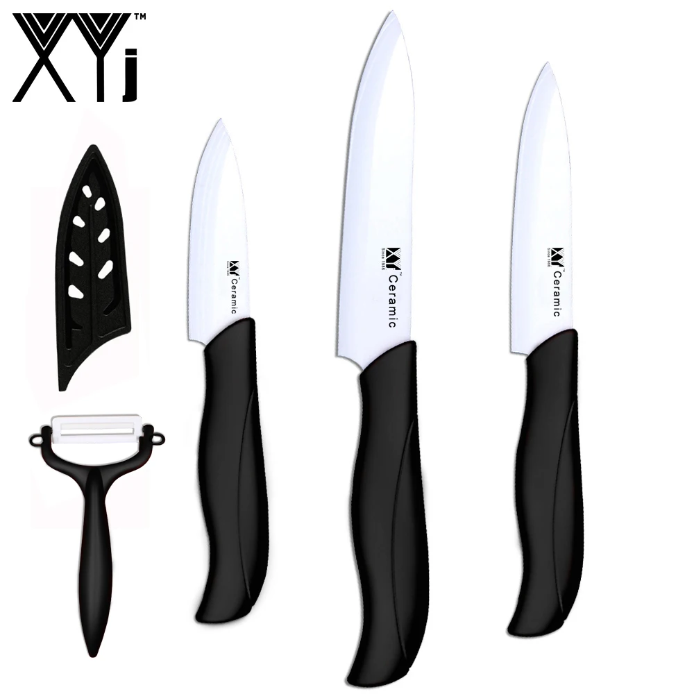 black 345peeler XYj Керамические ножи отличного качества, нож для очистки овощей, набор кухонных ножей из трех предметов, новые красные керамические кухонные ножи - Цвет: black 345peeler