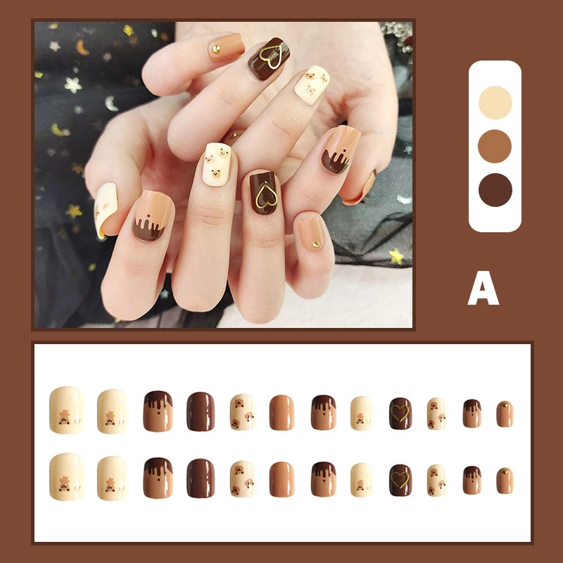 

Накладные ногти, искусственные короткие ногти на руках ноготь полное покрытие натуральные накладные ногти салон, искусственные поделки бе...