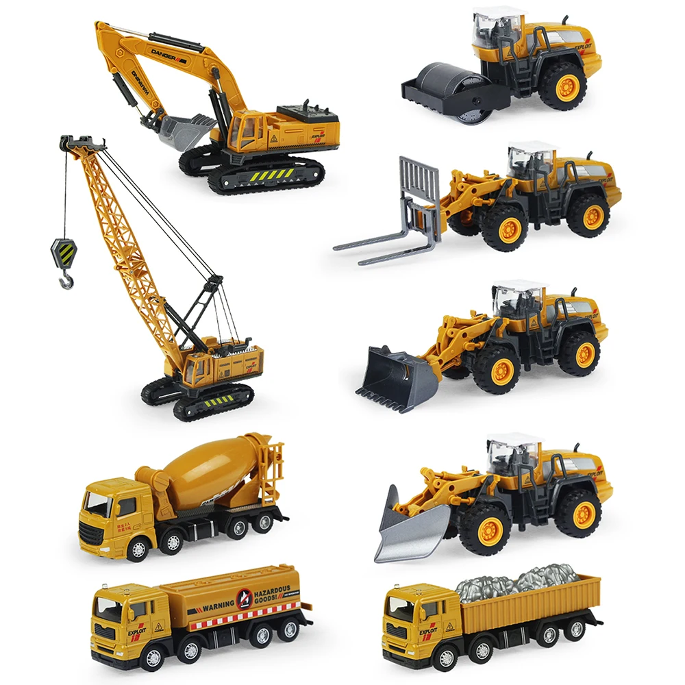 9 Styles Alloy Engineering Car Truck Toys Crane Bulldozer Excavator Forklift Vehicles Educational for Boys Kids Gift | Игрушки и хобби