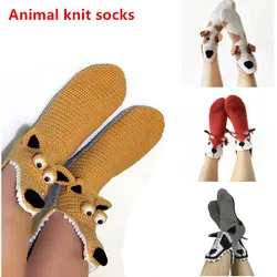 Вязаные носки с животными