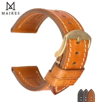 maikes hot sell leather watch strap for huawei gt2 samsung galaxy watch 46mm gear s3 amazfit gtr 22mm light brown watchband stra
