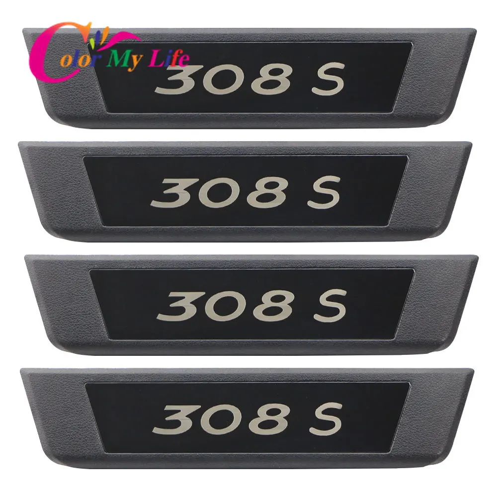 

Auto Accessories for Peugeot 308 308s Car Door Plate Stickers Car Sticker Sill Scuff Cover 4Pcs/Set