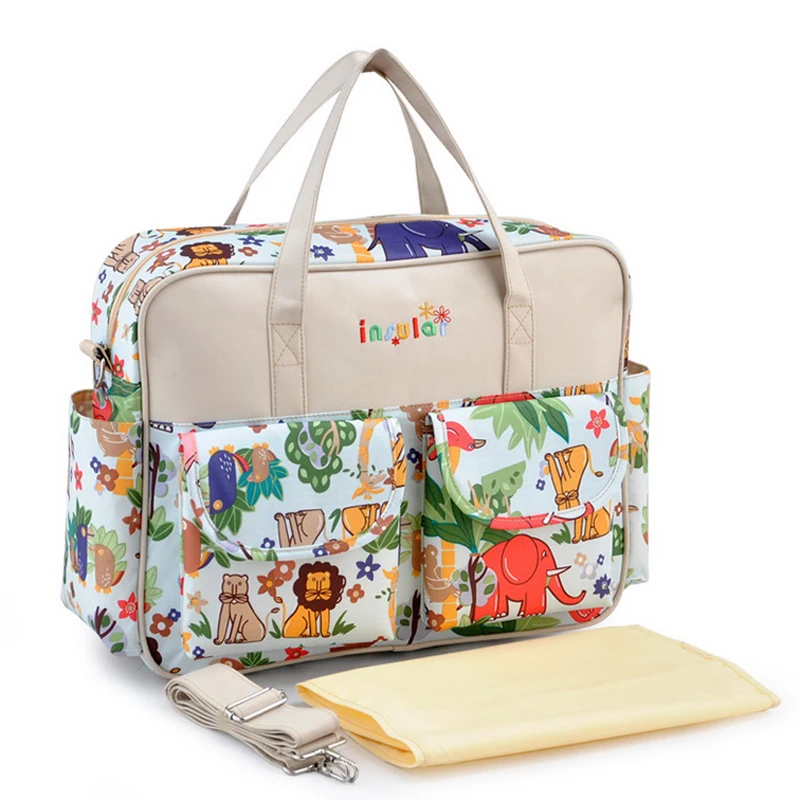 Сумка для мам подгузников с модным принтом водонепроницаемая вместительная
