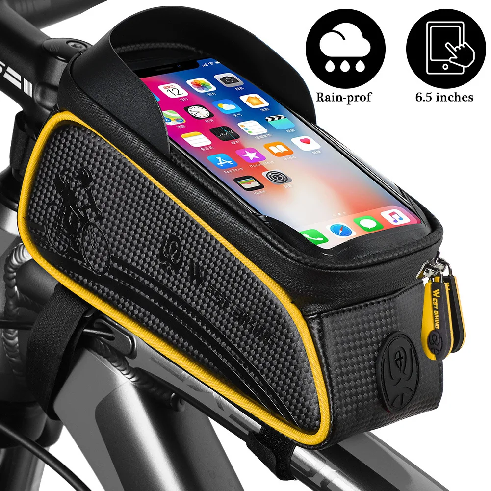 

Bicycle Front Bags Touch Screen Top Tube Bike Bags For 6 Inches Mobile Phone Cycling Frame Bags Rainproof Bike Bags Accessories