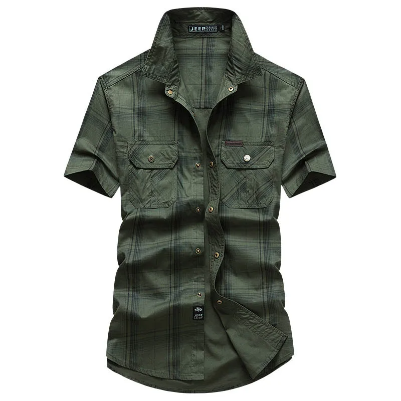 Брендовая летняя рубашка в клетку мужская повседневная хлопковая дышащая