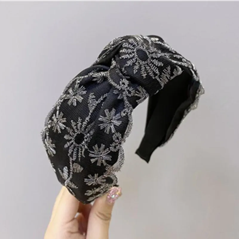 

Gold Flower Headband Lace for Women Korean Hair Ornament Top Knot Hairband Adults Headwear Hairband Headband Wide Face Wash Hoop