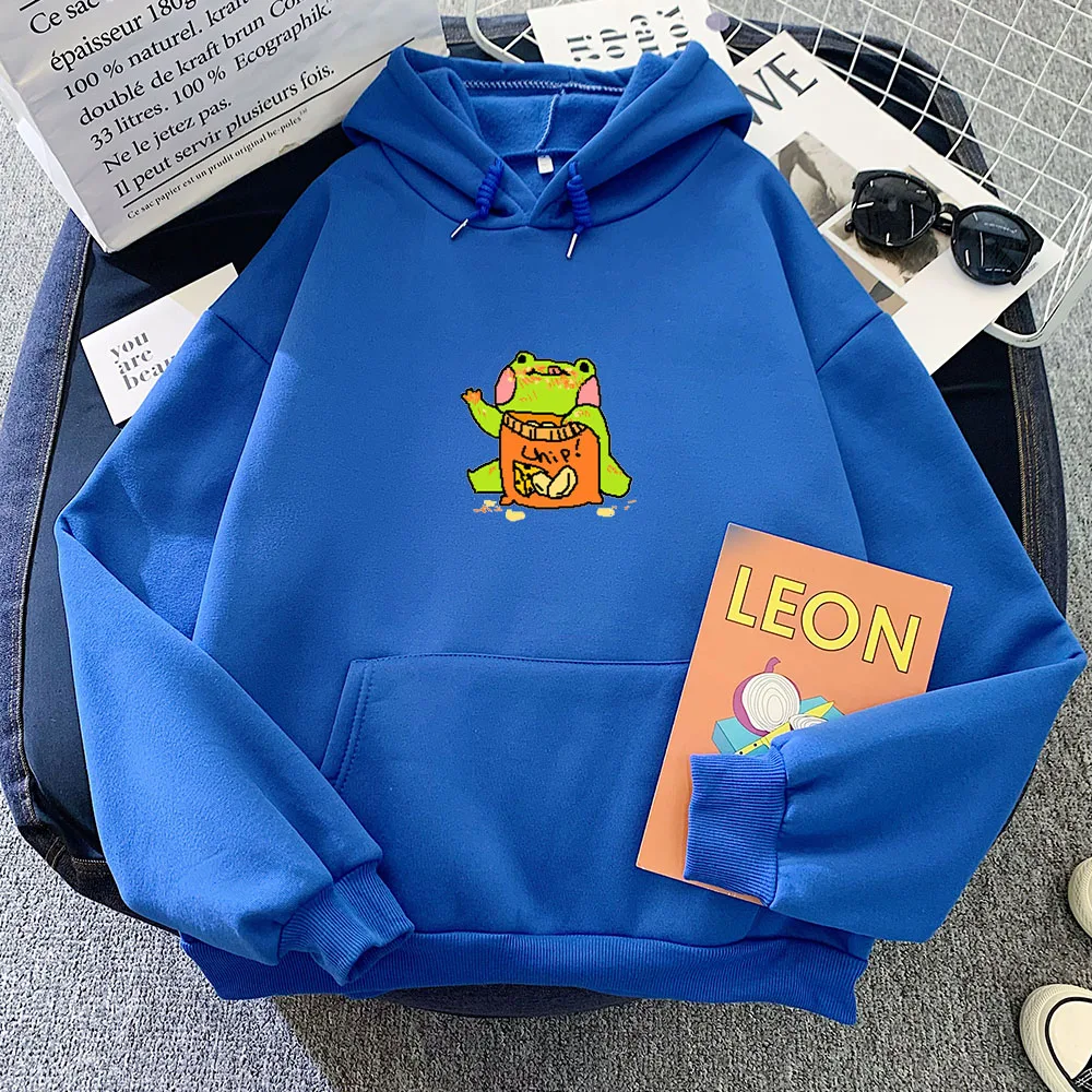 Kawaii Frog Cartoon Print Sweatshirt Oversized Clothes Harajuku Hoodie Women Aesthetic Sweetshirt for Girls Tracksuit Winter Top
