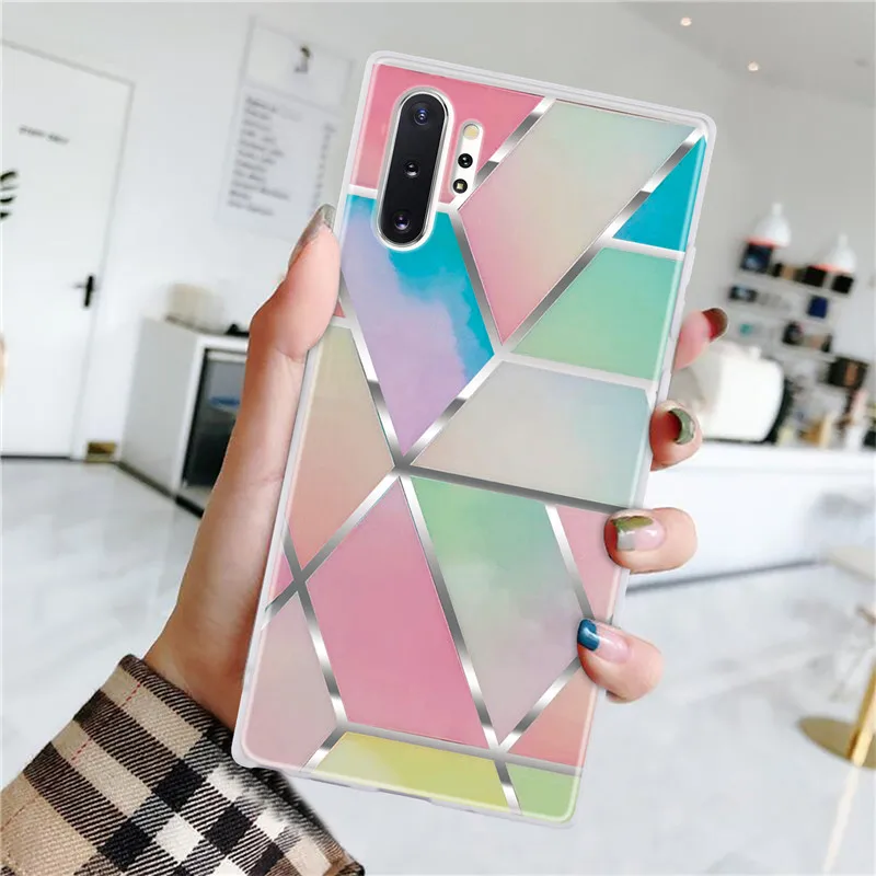 Покрытие с геометрическим рисунком Мрамор чехол для samsung Galaxy Note 10 плюс S8 S9 S10 S10E J4 J6 A6 A7 A8 A5 J3 J5 J7 Мягкий ТПУ чехол с мультипликационным рисунком