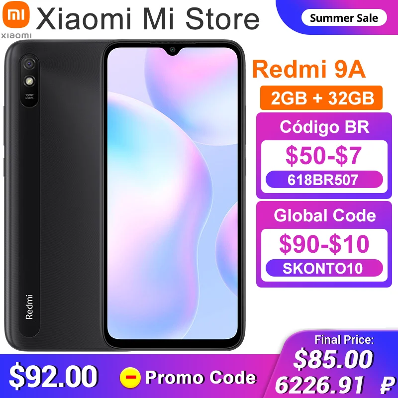 Новая глобальная версия Xiaomi Redmi 9A мобильный телефон 2 Гб оперативной памяти 32