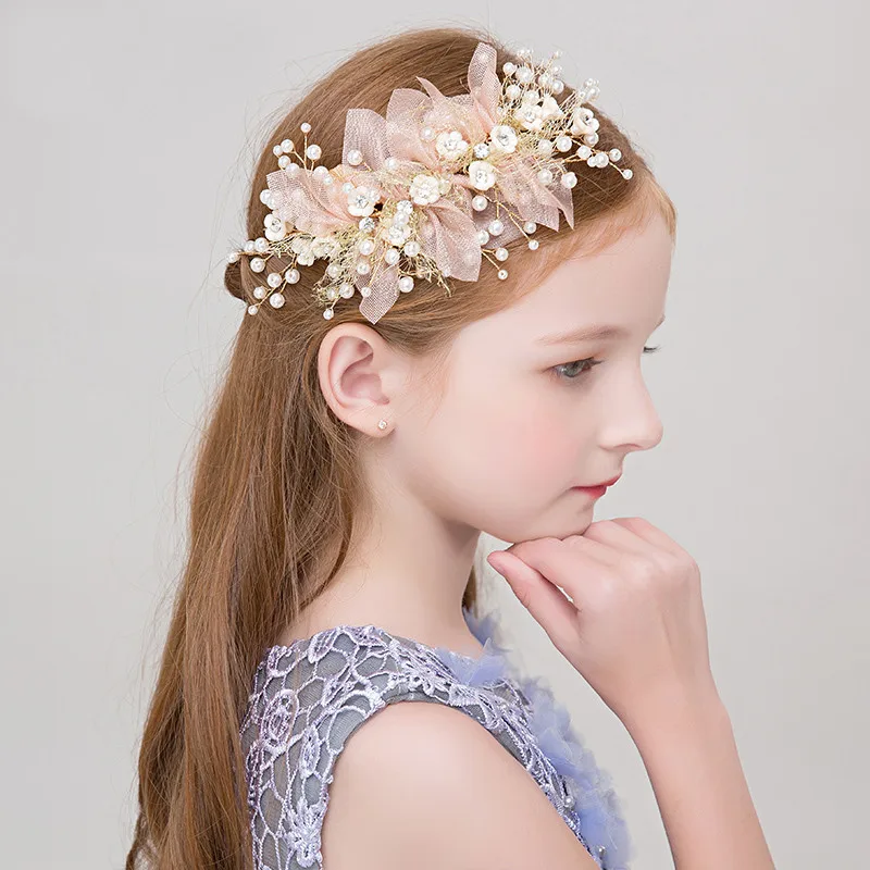 

Drop Ship Children's Headwear Girls Hair Ornaments Korean Princess Sweet Hairclip Ornaments Baby Dresses Festival Flower
