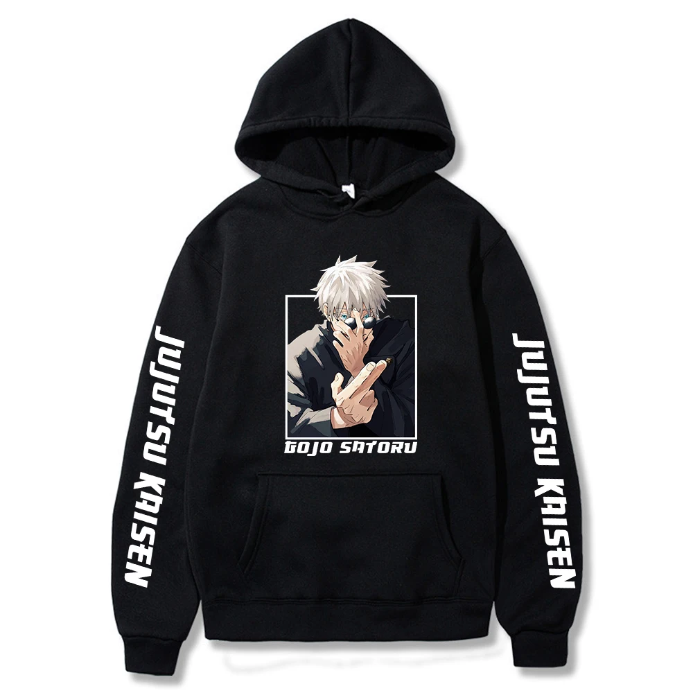 

Jujutsu Kaisen Satoru Gojo Printed Hoodie Japanese Anime Sweatshirt Winter Warm Pullover Harajuku Hip Hop Streetwear Male