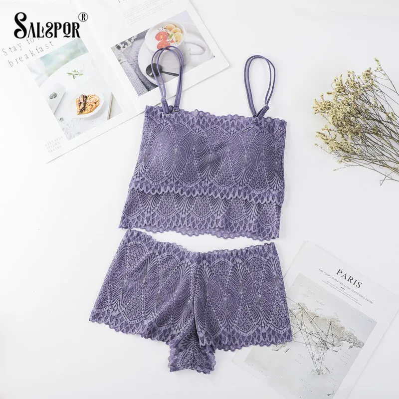 

SALSPOR сексуальный комплект кружевного нижнего белья Для женщин Беспроводной Пуш-Ап женское белье Топ Мягкий комфортный и дышащий бюстгальте...