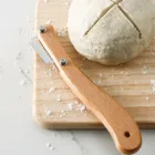 Деревянный нож для хлеба, кухонные инструменты, скребок из нержавеющей стали, нож для хлебаслайсеррезак для теста, лезвия и крышка