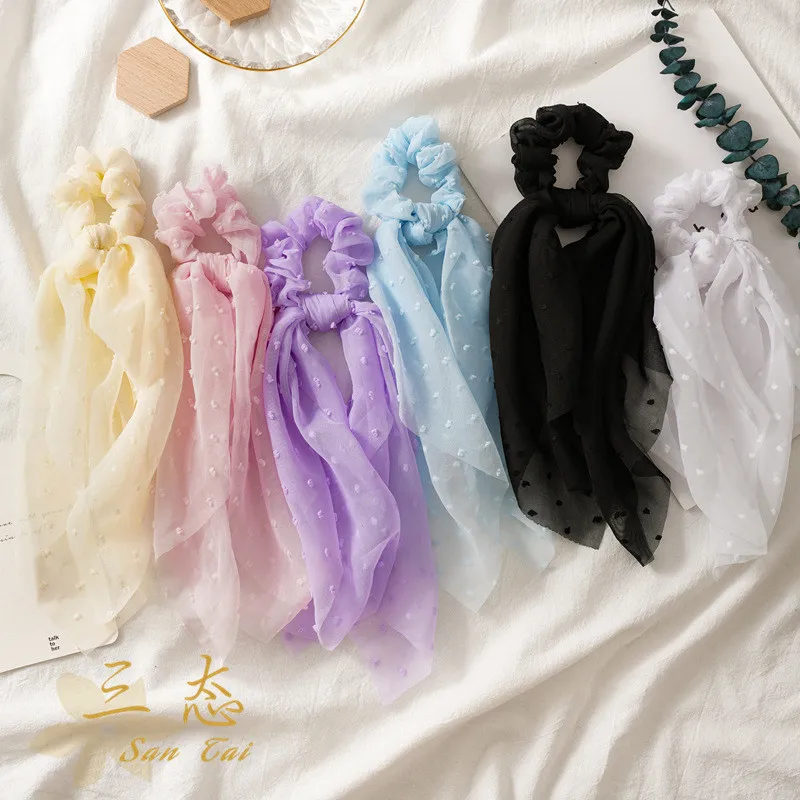 

New Seersucker Large Streamer Elastic Hair Bands Girls Hair Ties Ponytail Holder Hair Ring Girls Hair Accessories