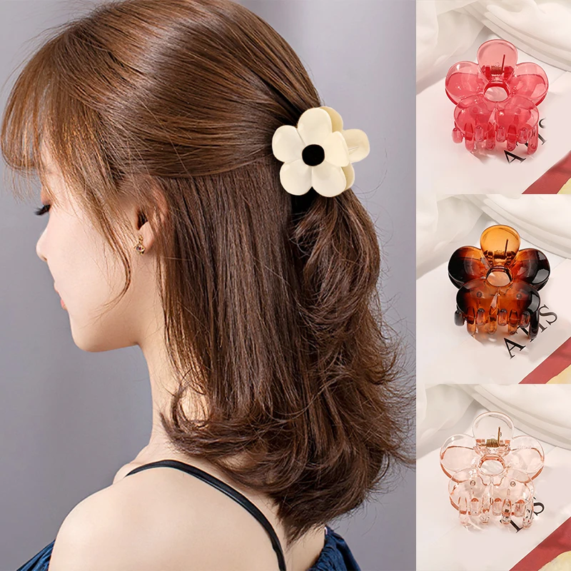 

Transparent Flower Shape Hair Clips for Women Girls Hair Claw Chic Barrettes Hairpins Styling Tools Hair Accessories Headdress