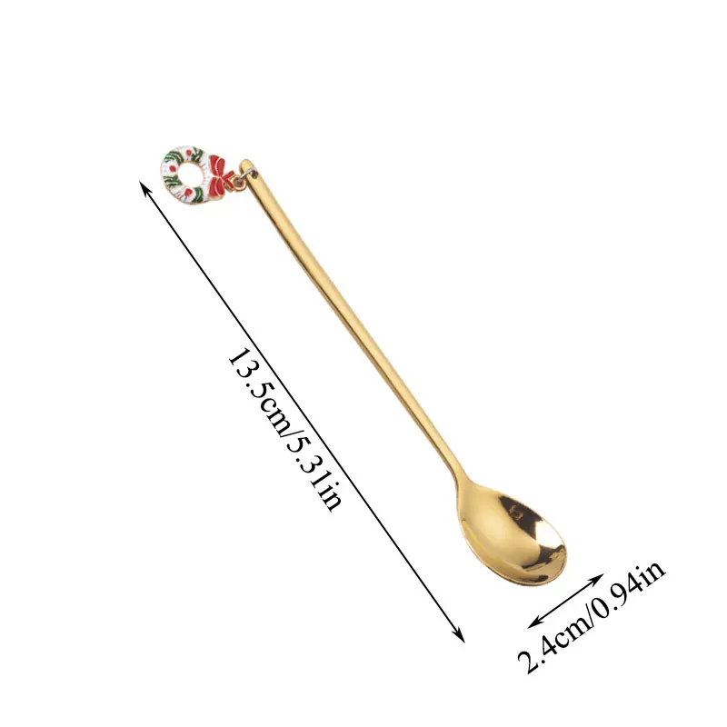 

Stainless Christmas Spoon New Year 2021 Xmas Party Table Ornaments Coffee Spoon Christmas Decorations for Home Navidad Noel Gift