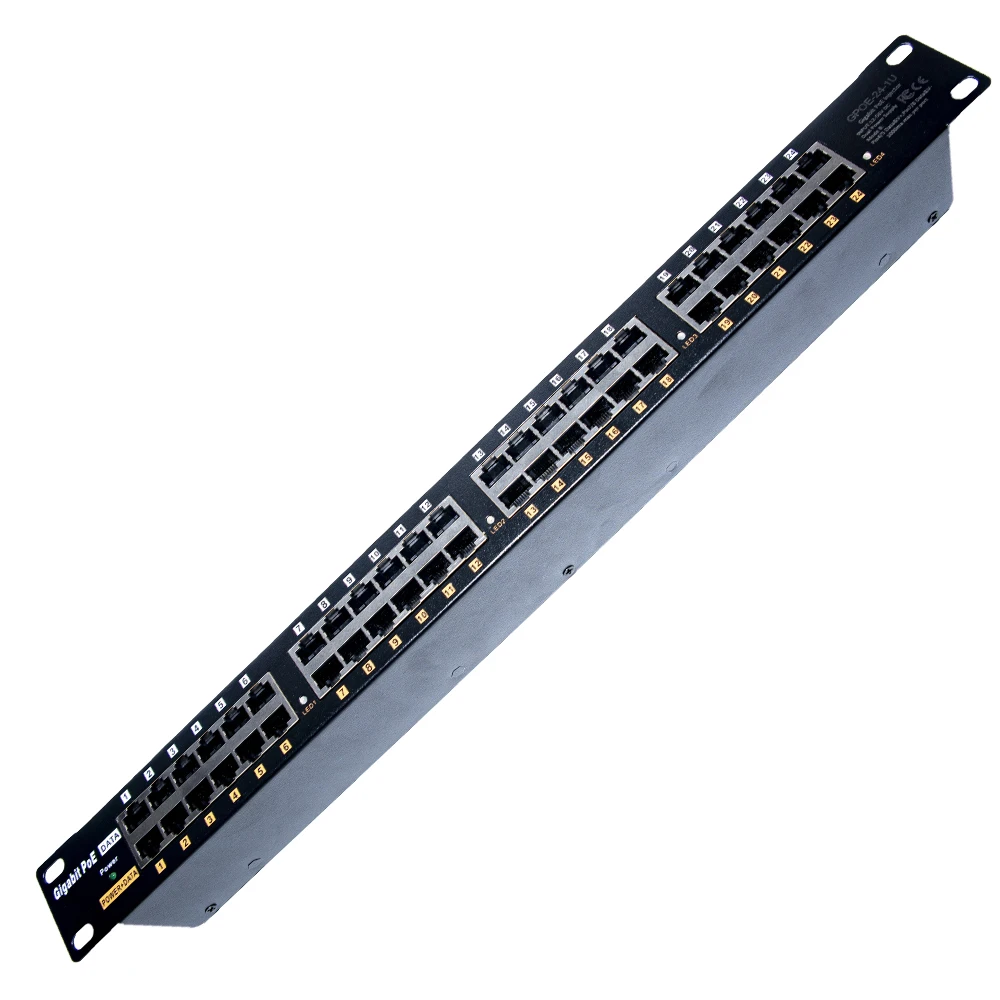 GPOE-24-1U балансировки нагрузки гигабитный poe-инжектор 24 порта с режимом B пассивное