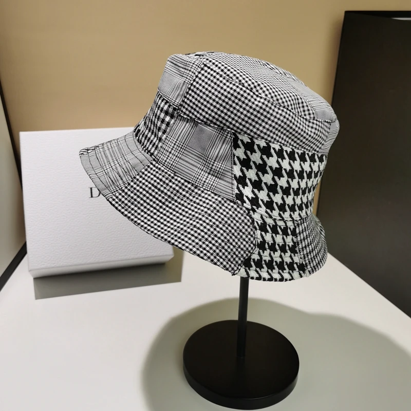 

Fibonacci Fashion Hat Panama For Womens Bucket Hat Plaid Patchwork Sunscreen Sun Hat Foldable Visor Fisherman Cap Tide