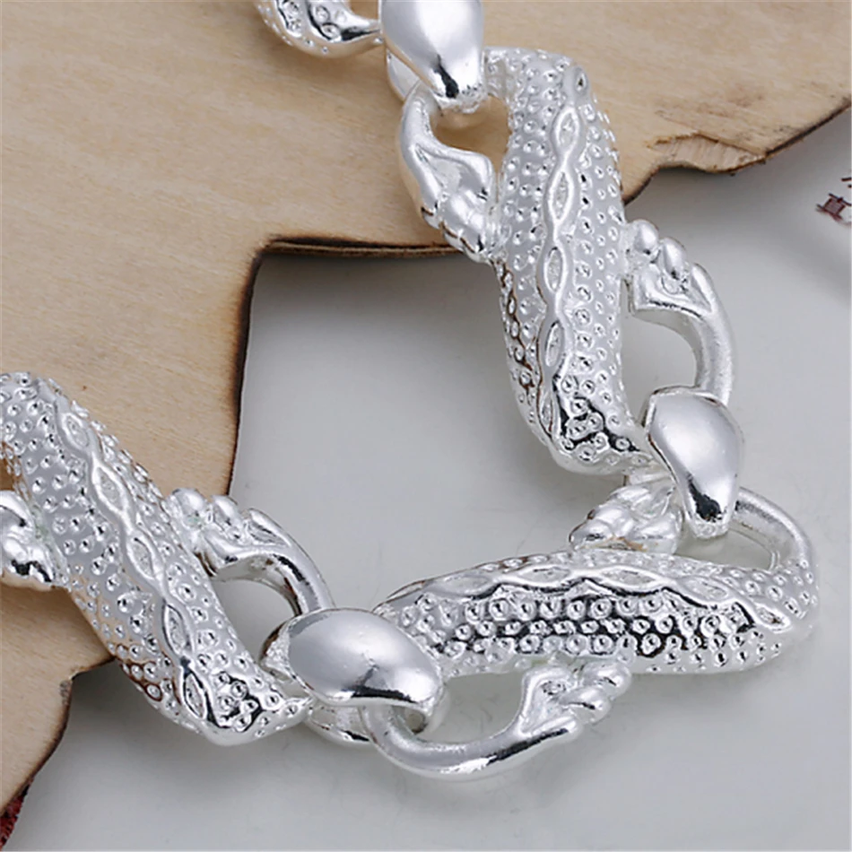 New Arrival 925 Silver Color Bracelet Bangle Cuff Men And Women Dragon Bracelet 925 Silver Fine Jewelry Party Christmas Gift