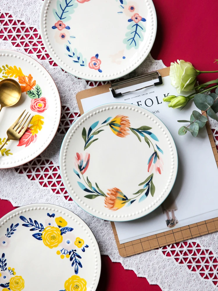 Четыре сезона ручная роспись керамическая посуда тарелка Бытовая креативный