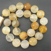 apdgg natural 16mm brazilian golden quartz faceted round beads 15 strand