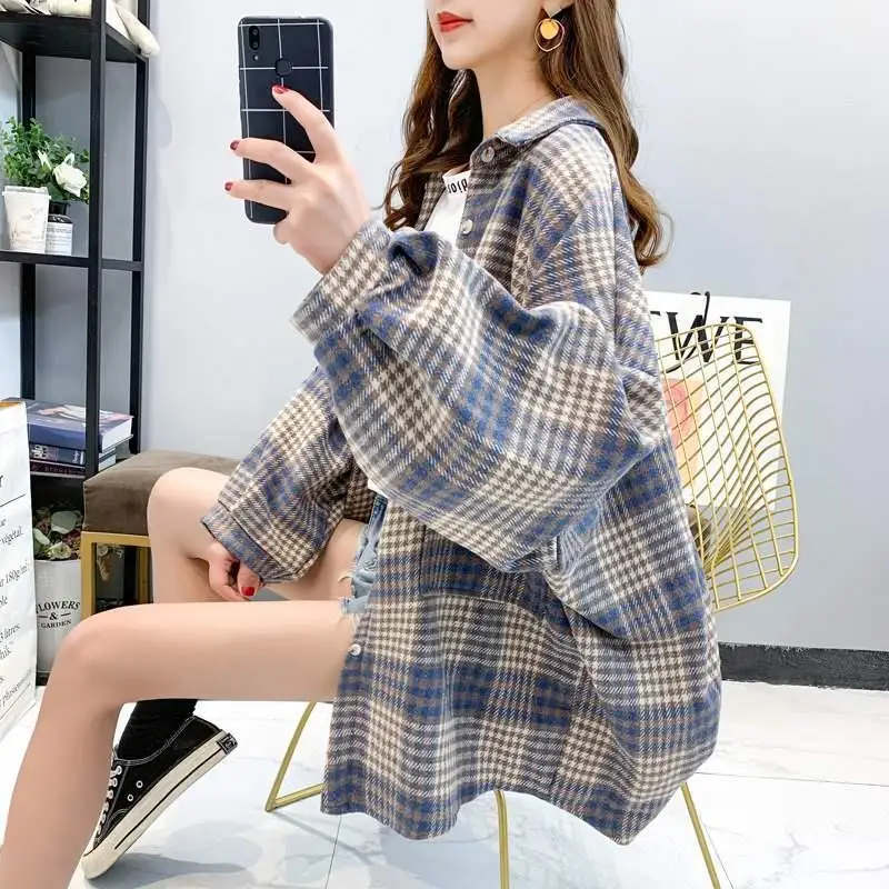 

2021 latest lag shirt women's autumn top loose lazy wind shirt