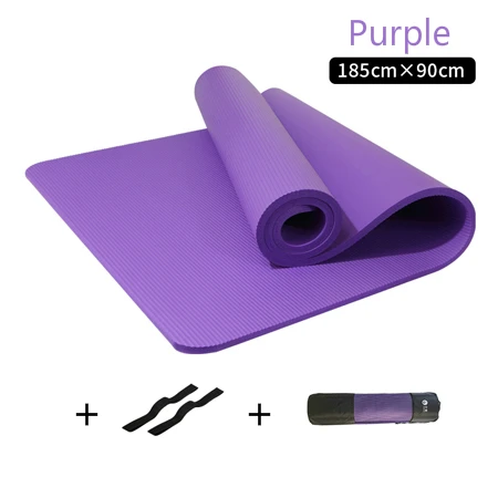 3pcs purple 185*90 см увеличенный Коврик для йоги 15 мм утолщенный NBR коврик для фитнеса Для Йоги начинающих мужской коврик для спортзала нескользящий коврик для бодибилдинга - Цвет: 3pcs purple