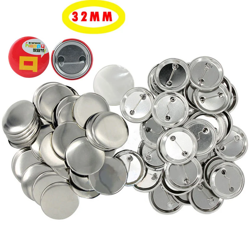 

100set/pack 32mm Badge Materials Pinback DIY Pin Button Supplies Clothes/Handbag Decor School Crafts Badges Parts